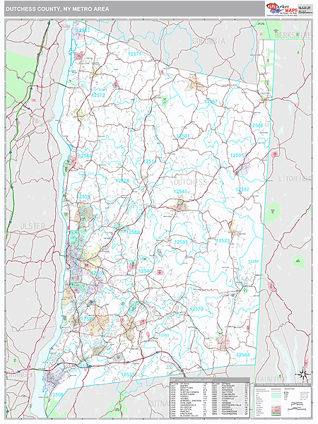 Dutchess County, NY Metro Area Wall Map